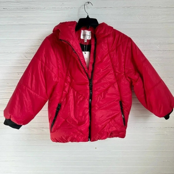 Urban Republic Red Hooded Puffer Coat Zip Up Fleece Lined Girls Size L (14/16) - Picture 2 of 15